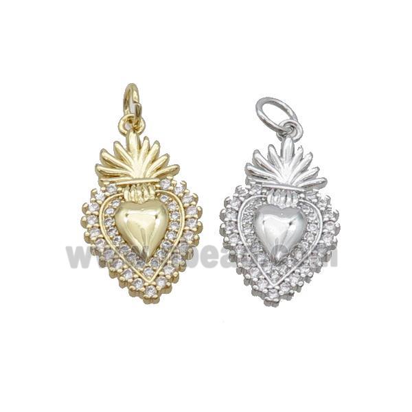 Copper Decor Heart Pendant Pave Zircon Mixed