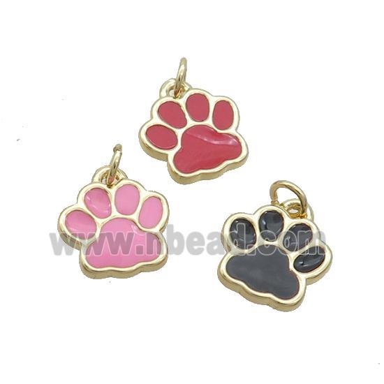 Copper Paw Pendant Enamel Gold Plated Mixed