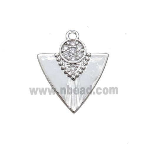 Copper Arrowhead Pendant Pave Zircon Platinum Plated