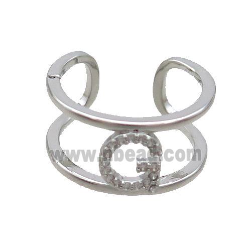 Copper Ring Pave Zircon G-Letter Platinum Plated