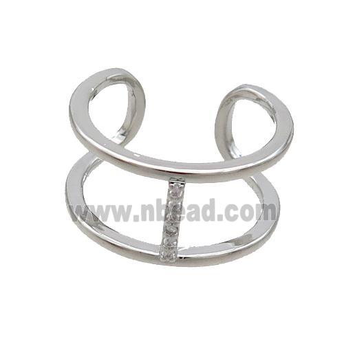 Copper Ring Pave Zircon I-Letter Platinum Plated