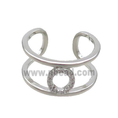 Copper Ring Pave Zircon O-Letter Platinum Plated
