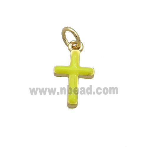 Copper Cross Pendant Yellow Enamel Gold Plated