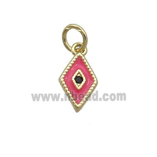 Copper Rhombic Pendant Hotpink Enamel Darts Gold Plated