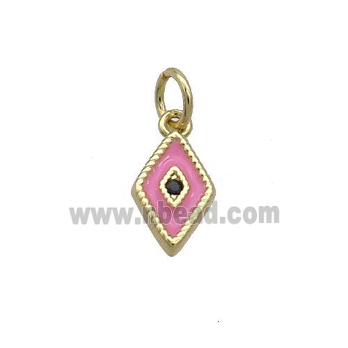 Copper Rhombic Pendant Pink Enamel Darts Gold Plated