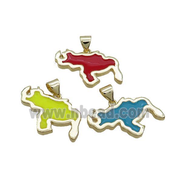 Copper Rhinoceros Pendant Enamel Gold Plated Mixed