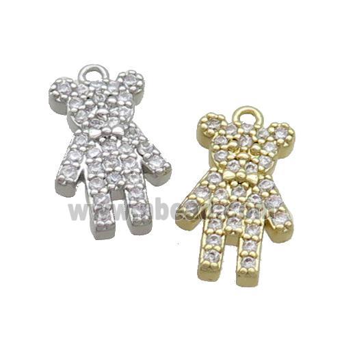 Copper Bear Pendant Pave Zircon Mixed