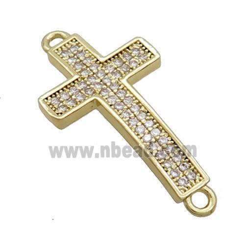 Copper Cross Connector Pave Zircon Gold Plated