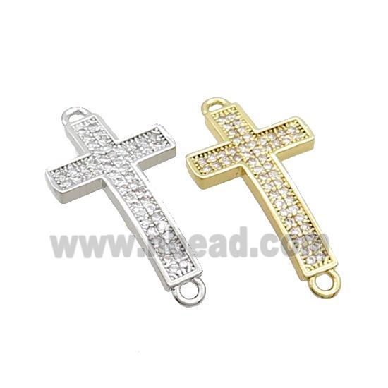 Copper Cross Connector Pave Zircon Mixed