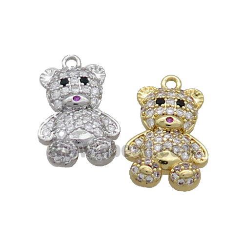 Copper Bear Pendant Pave Zircon Mixed