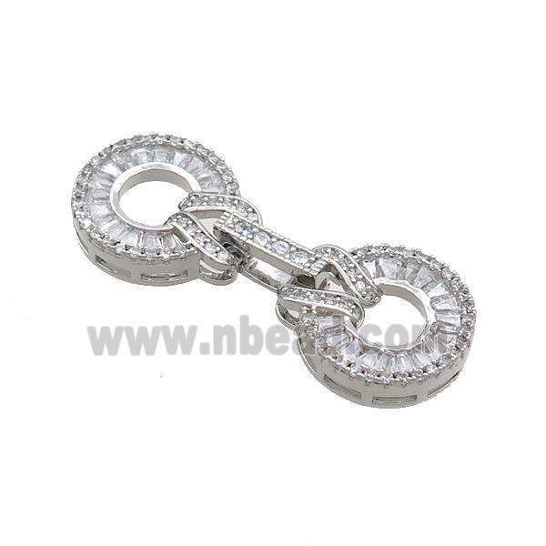 Copper Clasp Pave Zircon Platinum Plated