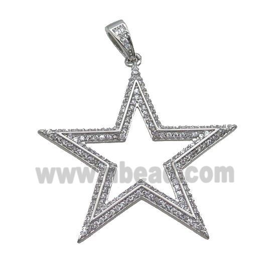 Copper Star Pendant Pave Zircon Platinum Plated