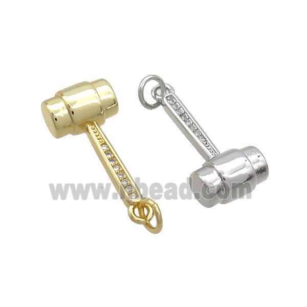 Copper Hammer Charm Pendant Pave Zircon Mixed