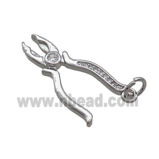 Copper Pliers Charms Pendant Pave Zircon Tools Platinum Plated