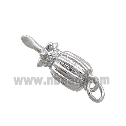 Copper Screwdriver Charms Pendant Pave Zircon Platinum Plated