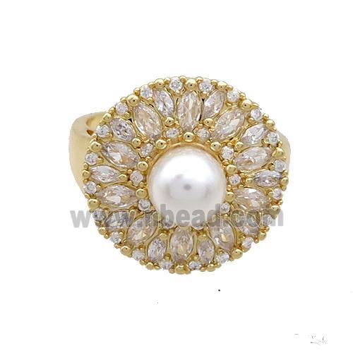 Copper Ring Pave Zircon Gold Plated