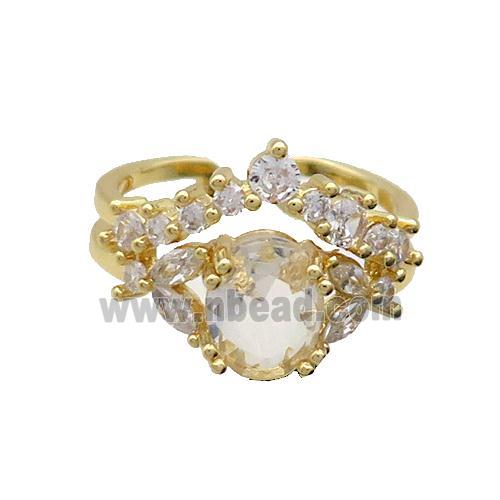 Copper Ring Pave Zircon Gold Plated