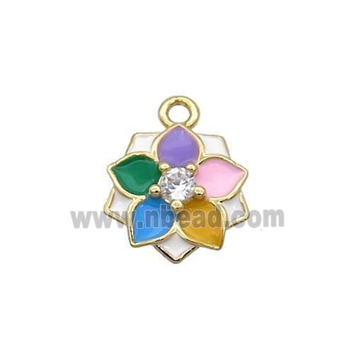 Copper Flower Pendant Multicolor Enamel Gold Plated