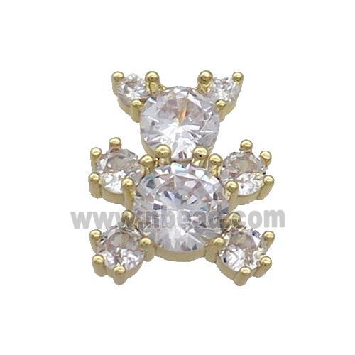 Copper Bear Pendant Pave Zircon Gold Plated