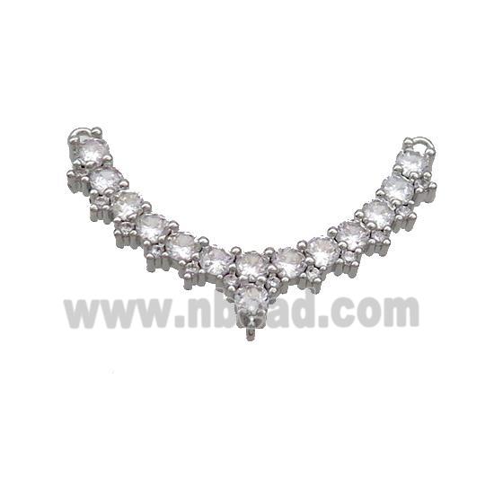Copper Pendant Pave Zircon 3holes Platinum Plated