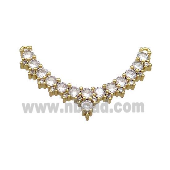 Copper Pendant Pave Zircon 3holes Gold Plated