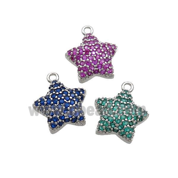 Copper Star Pendant Pave Zircon Platinum Plated Mixed