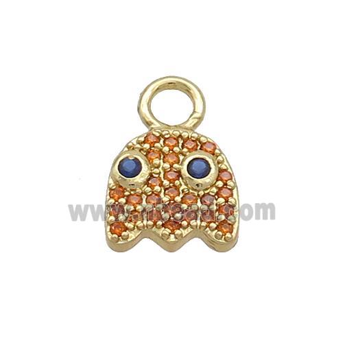Halloween Ghost Charms Copper Pendant Pave Zircon Gold Plated