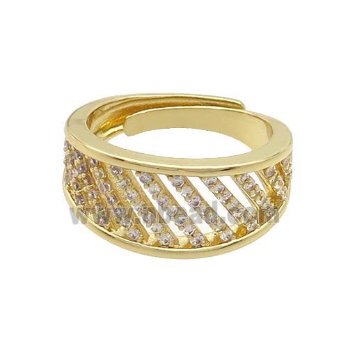 Copper Rings Pave Zircon Adjustable Gold Plated