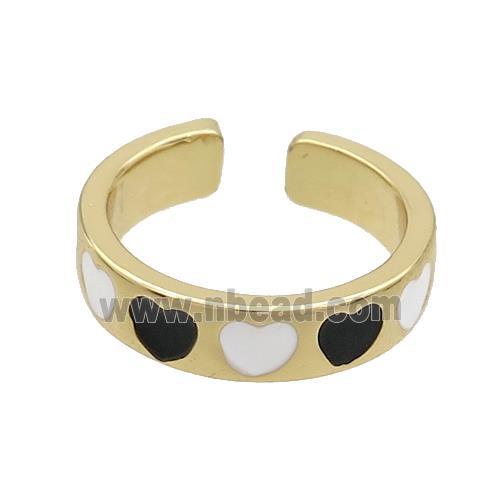 Copper Rings Enamel Heart Gold Plated
