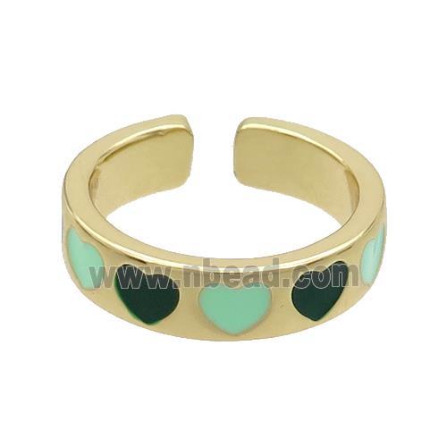 Copper Rings Enamel Heart Gold Plated