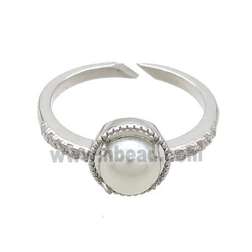 Copper Rings Pave Zircon Pearlized Resin Platinum Plated
