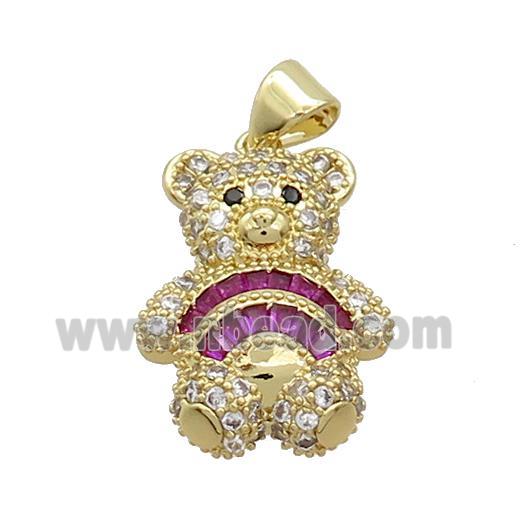 Copper Bear Pendant Pave Zircon Gold Plated