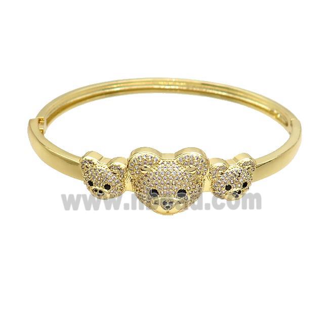 Copper Bear Bangle Pave Zircon Gold Plated