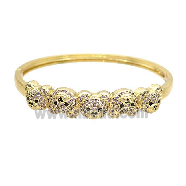 Copper Bear Bangle Pave Purple Zircon Gold Plated