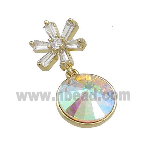 Copper Pendant Pave Crystal Glass Snowflake Gold Plated