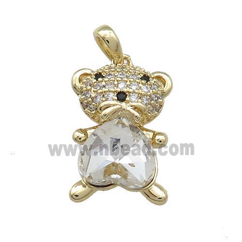 Copper Mouse Pendant Pave Zircon Crystal Glass Gold Plated