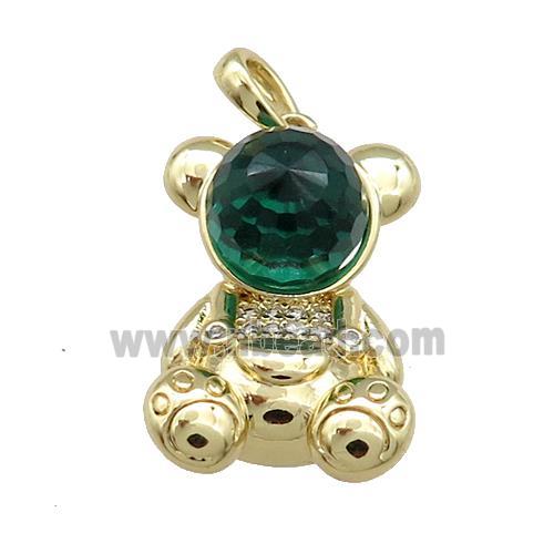 Copper Bear Pendant Pave Zircon Crystal Glass Gold Plated