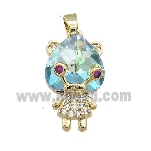 Copper Kids Pendant Pave Crystal Glass Zircon Gold Plated