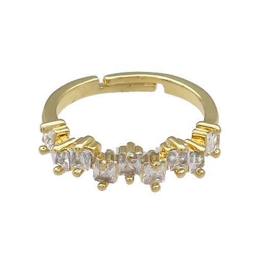 Copper Rings Pave Zircon Adjustable Gold Plated