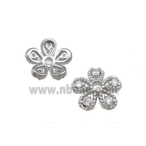 Copper Beadcaps Pave Zircon Platinum Plated