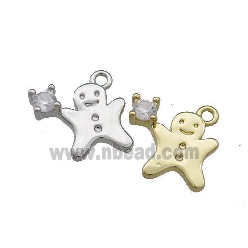 Christmas Gingerbread Man Copper Pendant Pave Zircon Mixed