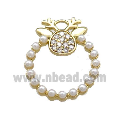 Christmas Wreath Charms Copper Pendant Pave Zircon Resin Gold Plated