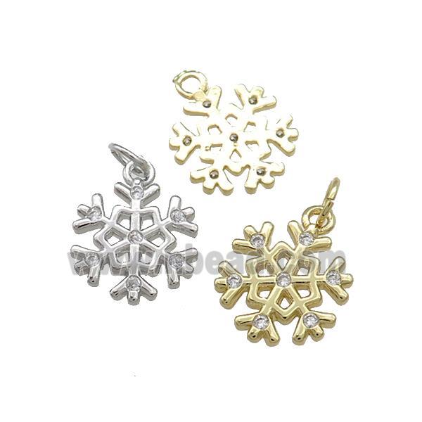 Christmas Snowflake Charms Copper Pendant Pave Zircon Mixed