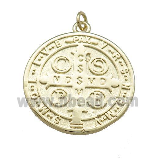 Copper Jesus Pendant Religious Medal Charms Circle Gold Plated