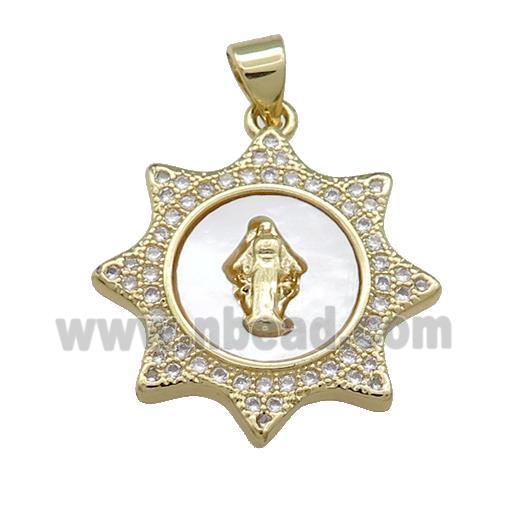 Jesus Charms Copper Pendant Pave Shell Zircon 18K Gold Plated