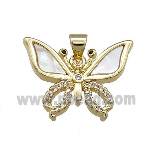 Copper Butterfly Pendant Pave Shell Zircon 18K Gold Plated
