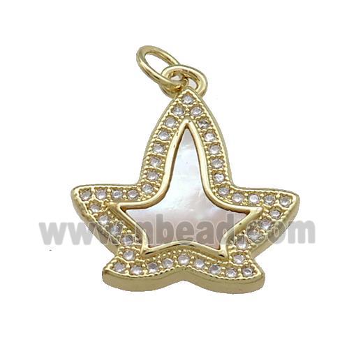 Copper Lotus Pendant Pave Shell Zircon 18K Gold Plated