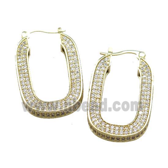 Copper Latchback Earrings Pave Zircon Gold Plated
