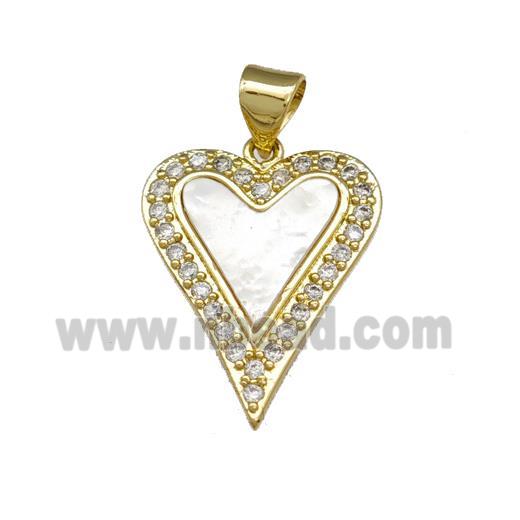 Copper Heart Pendant Pave Shell Zirconia 18K Gold Plated