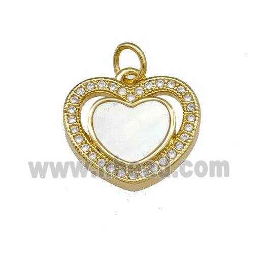 Copper Heart Pendant Pave Shell Zirconia 18K Gold Plated